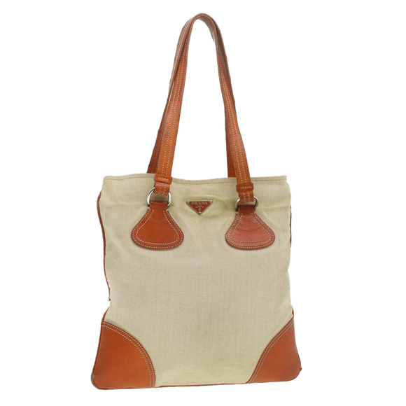 PRADA Tote Bag Canvas Orange Auth ti937 - Picture 1 of 16